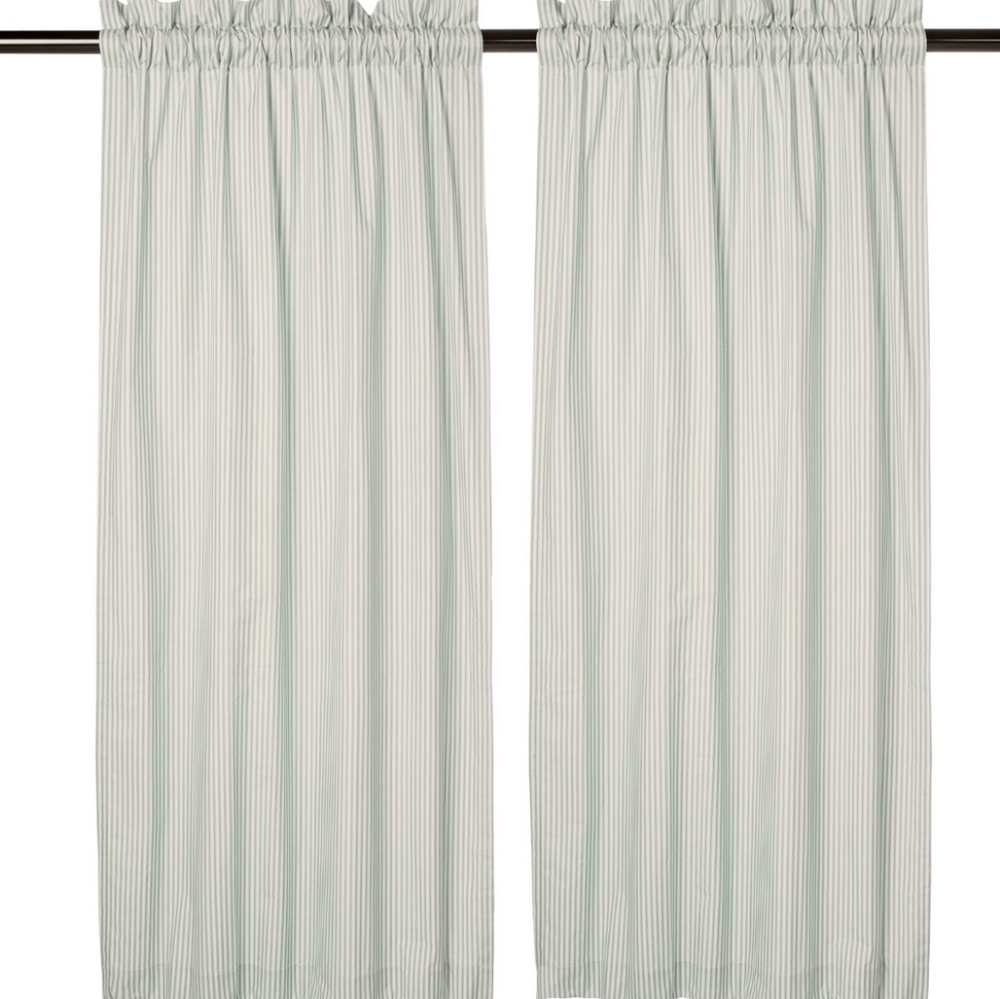 Thermalogic Ticking Stripe Energy Efficient Insulated Curtains - 80x72”, Sage